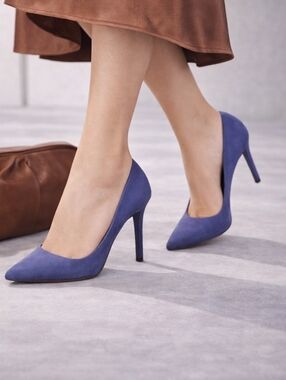 Women’s Navy Blue Pointed Toe Stiletto Heels 9.5M Classic Elegant Pumps